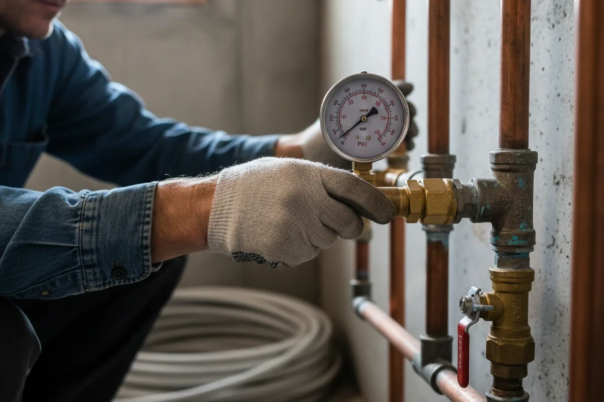 Pressure testing a repaired line during Water Line Repair in Ragland